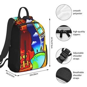 Geometry Dash Travel Backpack Multipurpose For Kids Teens Unisex Casual Daypacks Laptop Bookbag Outdoor Black