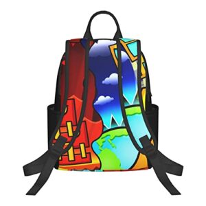 Geometry Dash Travel Backpack Multipurpose For Kids Teens Unisex Casual Daypacks Laptop Bookbag Outdoor Black