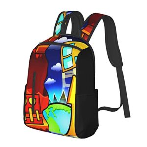 Geometry Dash Travel Backpack Multipurpose For Kids Teens Unisex Casual Daypacks Laptop Bookbag Outdoor Black