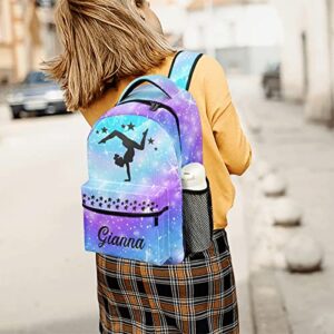 Gymnastic Purple Blue Fantasy Personalized School Backpack Bags Kids Backpack for Teen Boys Girls Travel Backpack