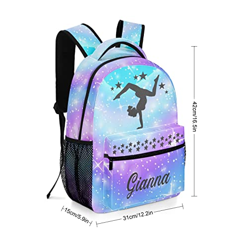 Gymnastic Purple Blue Fantasy Personalized School Backpack Bags Kids Backpack for Teen Boys Girls Travel Backpack