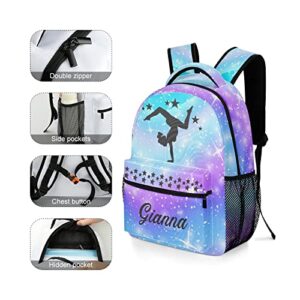 Gymnastic Purple Blue Fantasy Personalized School Backpack Bags Kids Backpack for Teen Boys Girls Travel Backpack