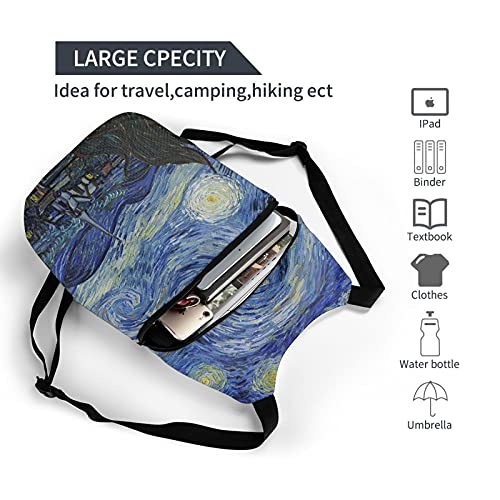 The Starry Night Van Gogh Waterproof Folding Portable Backpack Men And Women Travel Shopping Sports Leisure One Size