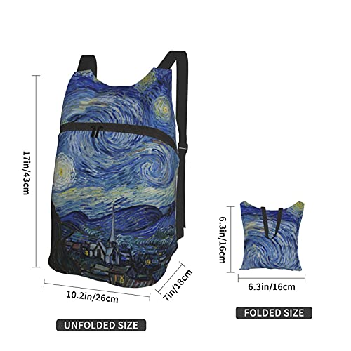 The Starry Night Van Gogh Waterproof Folding Portable Backpack Men And Women Travel Shopping Sports Leisure One Size