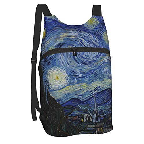 The Starry Night Van Gogh Waterproof Folding Portable Backpack Men And Women Travel Shopping Sports Leisure One Size