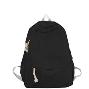 Vintage Corduroy Minimalist Functional Backpack Preppy School Bag Casual Travel Daypack Shoulders Bag