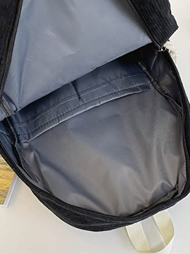 Vintage Corduroy Minimalist Functional Backpack Preppy School Bag Casual Travel Daypack Shoulders Bag