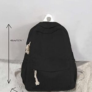 Vintage Corduroy Minimalist Functional Backpack Preppy School Bag Casual Travel Daypack Shoulders Bag