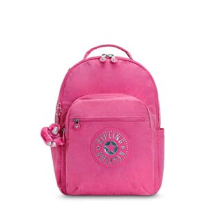 kipling seoul large 15″ laptop backpack powerful pink shine