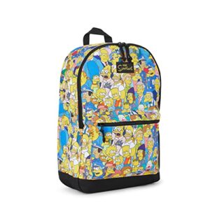 the simpsons homer allover backpack – the simpsons krusty the clown, homer, bart and lisa bookbag – knapsack for all (yellow)