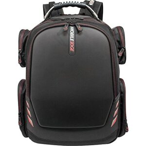 mobile edge core gaming laptop backpack, molded front panel, 17 – 18 inch, external usb 3.0 quick-charge port and built-in charging cable scanfast tsa checkpoint friendly black w/red trim mecgbp1