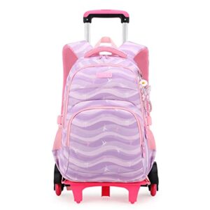 ekuizai camouflage print elementary trolley backpack primary school rolling daypack carry-on luggage bookbag with wheels for girls