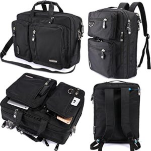 freebiz laptop backpack messenger bag-hybrid briefcase bag bookbag rucksack with handle and shoulder strap fits up to 18.4 inch gaming notebook compute (18.4 inches, black)