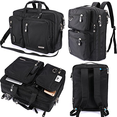 FreeBiz Laptop Backpack Messenger Bag-Hybrid Briefcase Bag BookBag Rucksack with Handle and Shoulder Strap Fits Up To 18.4 Inch Gaming Notebook Compute (18.4 inches, Black)