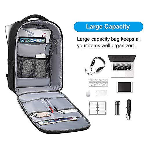 MOSISO Neoprene Sleeve Bag with Small Case Compatible with 13-13.3 inch Laptop & 15.6-16 inch Waterproof Hardshell Laptop Backpack with USB Charging Port, Black