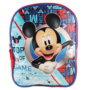 Fast Forward Mickey Mouse Backpack for Kids - 16” Mickey Mouse Backpack with Stickers, Mickey Water Pouch, Backpack Clip and More | Mickey Mouse School Bag