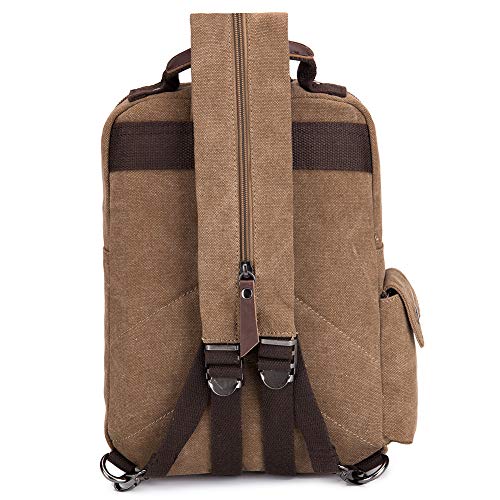 Small Canvas School Backpack, CMXSEVENDAY 11.8 inch Canvas Shoulder Sling Backpack Hiking Travel Daypacks Unisex Casual Bookbag