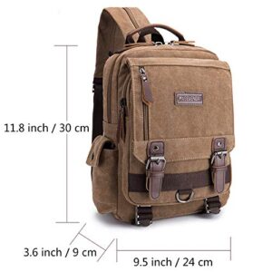 Small Canvas School Backpack, CMXSEVENDAY 11.8 inch Canvas Shoulder Sling Backpack Hiking Travel Daypacks Unisex Casual Bookbag