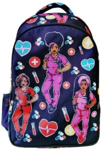 reflections by zana cuties backpack for african american nurses, students, and healthcare workers – durable & high-capacity carry laptops up to 17 inches – black