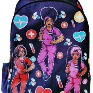 Reflections by Zana Cuties Backpack for African American Nurses, Students, And Healthcare Workers - Durable & High-Capacity Carry Laptops up to 17 Inches - Black