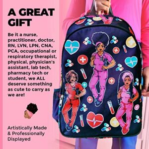 Reflections by Zana Cuties Backpack for African American Nurses, Students, And Healthcare Workers - Durable & High-Capacity Carry Laptops up to 17 Inches - Black