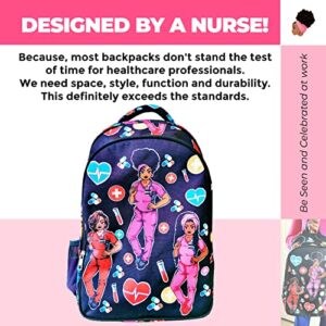 Reflections by Zana Cuties Backpack for African American Nurses, Students, And Healthcare Workers - Durable & High-Capacity Carry Laptops up to 17 Inches - Black