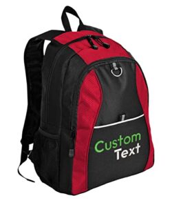 personalized contrast honeycomb backpacks, red – your name – customized embroidery backpack for school, business
