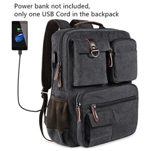 School Backpack Vintage Canvas Laptop Backpacks Men Women Rucksack Bookbags, Black