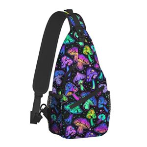 bright psychedelic mushrooms chest bags cool crossbody sling bag travel hiking backpack casual shoulder daypack for women men