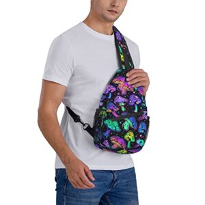 Bright Psychedelic Mushrooms Chest Bags Cool Crossbody Sling Bag Travel Hiking Backpack Casual Shoulder Daypack For Women Men