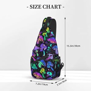 Bright Psychedelic Mushrooms Chest Bags Cool Crossbody Sling Bag Travel Hiking Backpack Casual Shoulder Daypack For Women Men