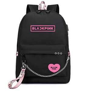 anzeho kpop backpack lisa rose jisoo jennie backpack laptop backpack with usb charging port travel outdoor daypack for girls