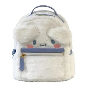 cute girl small plush bag backpacks kawaii cartoon japanese anime furry bag leisure daily backpack schoolbag bookbag, white dog