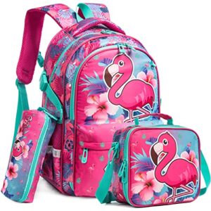 mohco kids backpack 16 in school bookbag with insulated lunch box pencil case lightweight student bookbag for girls and boys