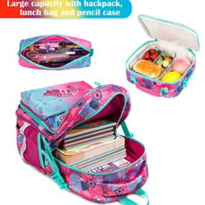 MOHCO Kids Backpack 16 in School Bookbag with Insulated Lunch Box Pencil Case Lightweight Student Bookbag for Girls and Boys