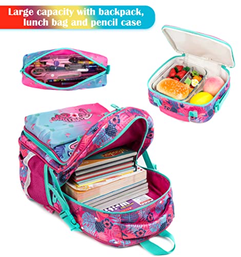 MOHCO Kids Backpack 16 in School Bookbag with Insulated Lunch Box Pencil Case Lightweight Student Bookbag for Girls and Boys