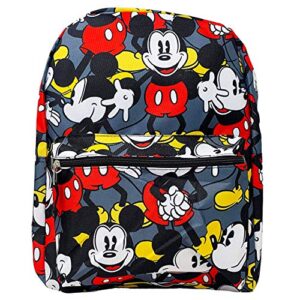 Disney Mickey Mouse Backpack with Lunch Box Bundle ~ Deluxe 16" All-Over Print Mickey School Bag with Insulated Lunch Bag, Pens, and Stickers (Mickey Mouse School Supplies)