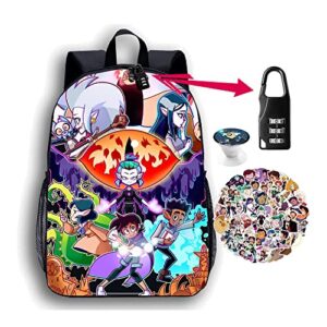 mollly gift the anime owl backpack unisex backpack the owl house merch with stickers password lock phone grips