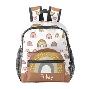 grandkli rainbow personalized kids toddler backpack for boys girls,custom mini school backpack bags kindergarten,10inch(l)x4inch(w)x12inch(h)