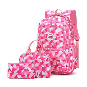ladyzone camo school backpack lightweight schoolbag travel camp outdoor daypack (style-a rosy)
