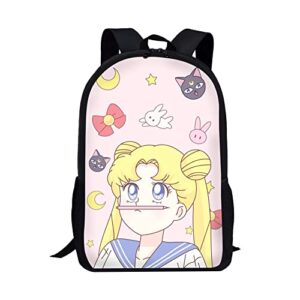 anime backpack multifunction laptop bag with two zippers cartoon book bag for girl teen 17 inches