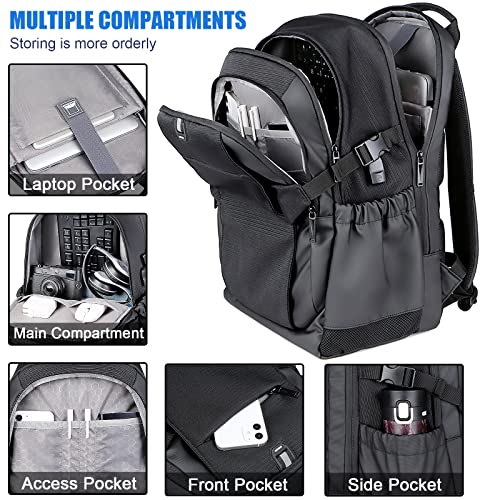 Dec-Mec Laptop Backpack,Travel/Business/ School Multi-Compartment Backpack - Anti Theft Waterproof Backpack with Charging Port for mn