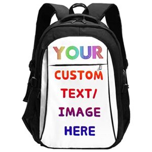 addupict custom travel laptop backpack personalized for men women with name photo customized bookbag computer bags with usb port 18 x 13.4 x8.3 in