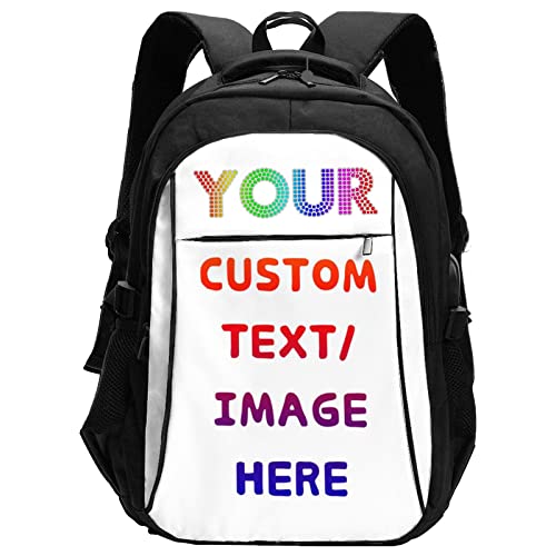 ADDUPICT Custom Travel Laptop Backpack Personalized for Men Women with Name Photo Customized Bookbag Computer Bags with USB Port 18 x 13.4 x8.3 in