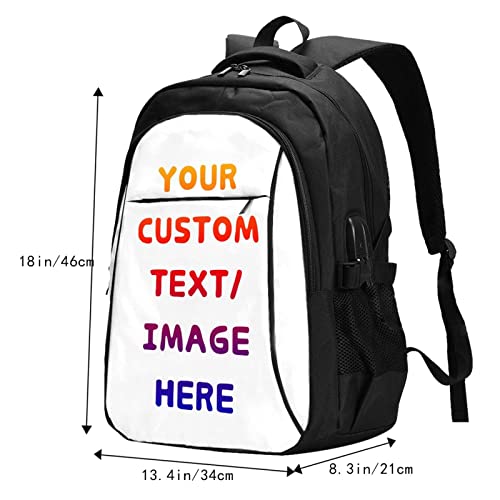 ADDUPICT Custom Travel Laptop Backpack Personalized for Men Women with Name Photo Customized Bookbag Computer Bags with USB Port 18 x 13.4 x8.3 in