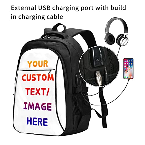 ADDUPICT Custom Travel Laptop Backpack Personalized for Men Women with Name Photo Customized Bookbag Computer Bags with USB Port 18 x 13.4 x8.3 in