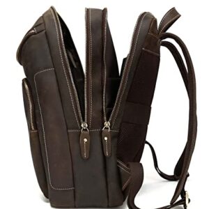 Taertii Vintage Full Grain Genuine Leather Backpack for Men, 16" Laptop School Travel Business Overnight Bag Rucksack Daypack 22L