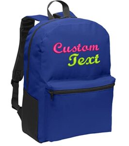 personalized casual value backpacks, blue – your name – customized basic backpack for school, business
