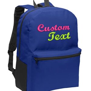 Personalized Casual Value Backpacks, Blue - Your Name - Customized Basic Backpack for School, Business