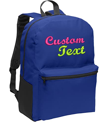 Personalized Casual Value Backpacks, Blue - Your Name - Customized Basic Backpack for School, Business